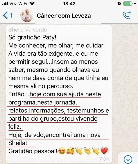 Mensagem de uma aluna