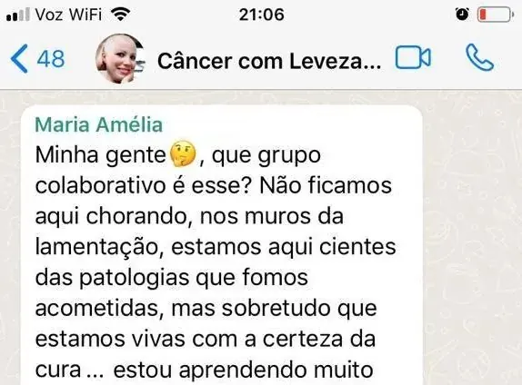 Mensagem de uma aluna